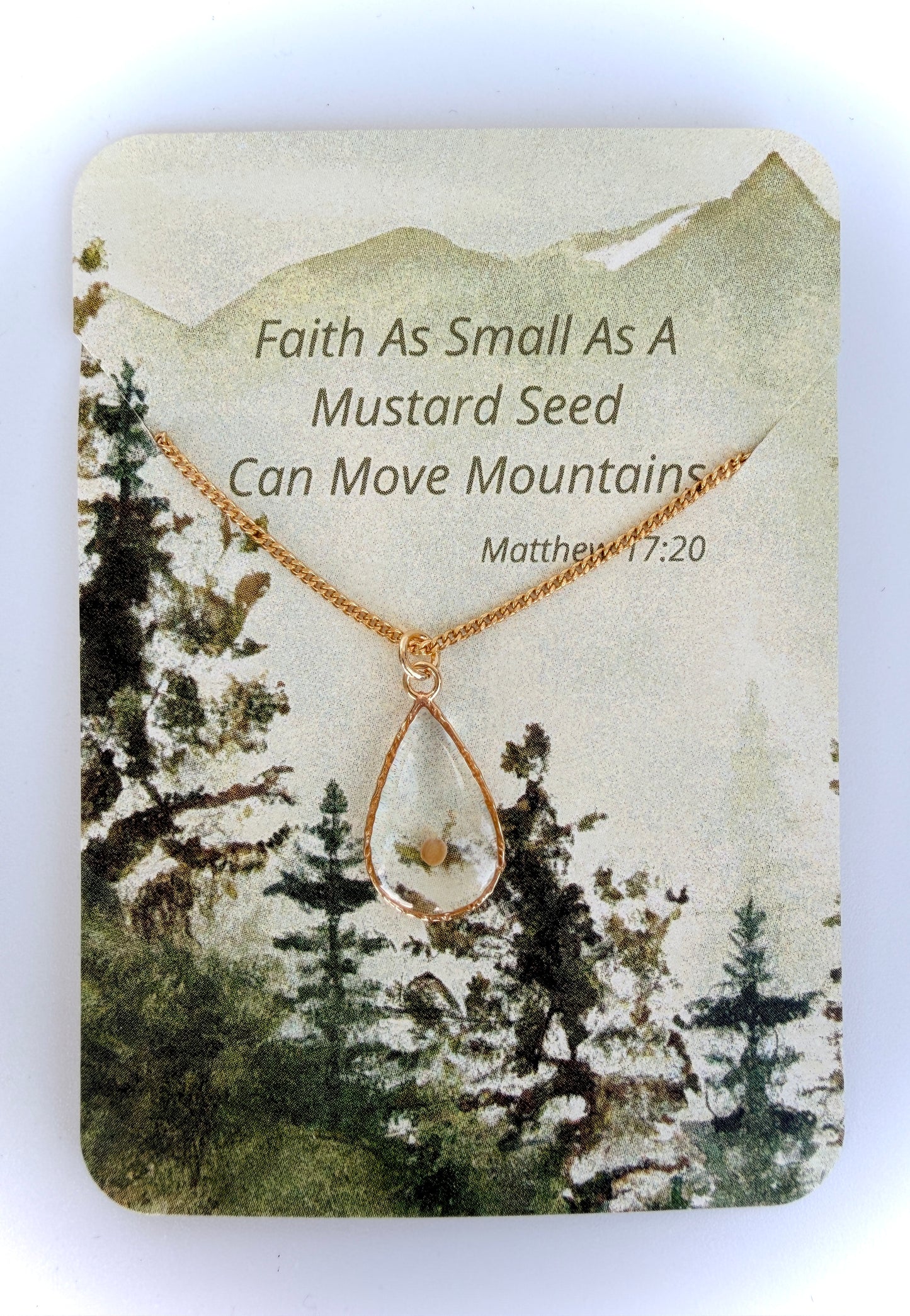 Teardrop Mustard Seed Necklace