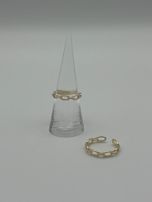 18 K Gold Plated Cable Chain Cuff Ring