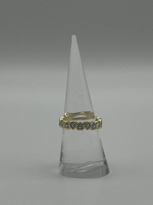 18 K Gold Plated Heart Cuff Ring