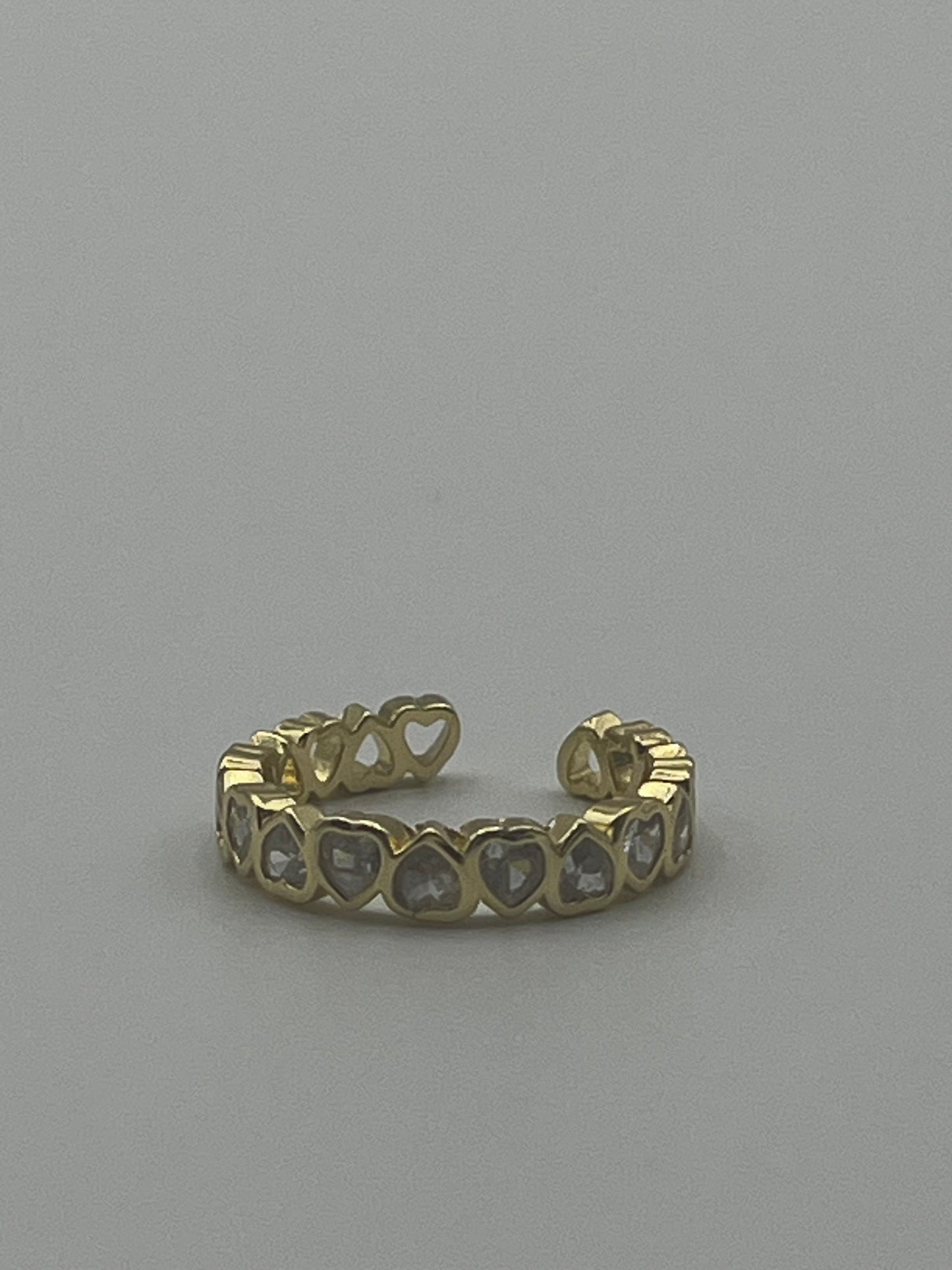 18 K Gold Plated Heart Cuff Ring