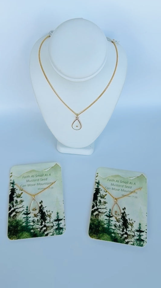 Teardrop Mustard Seed Necklace